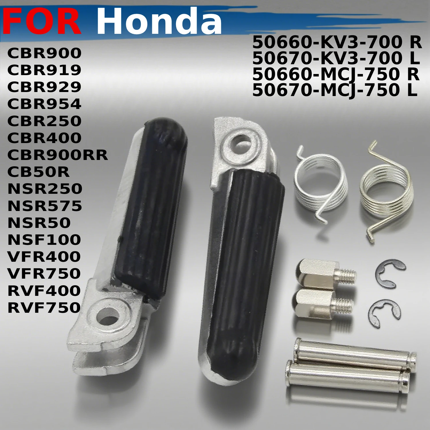 

Front Footrests Foot Pegs For Honda CBR954 CBR954RR CBR900 CBR900RR Fireblade CBR919 CBR919RR CBR929 CBR929RR 50670-MCJ-750 L