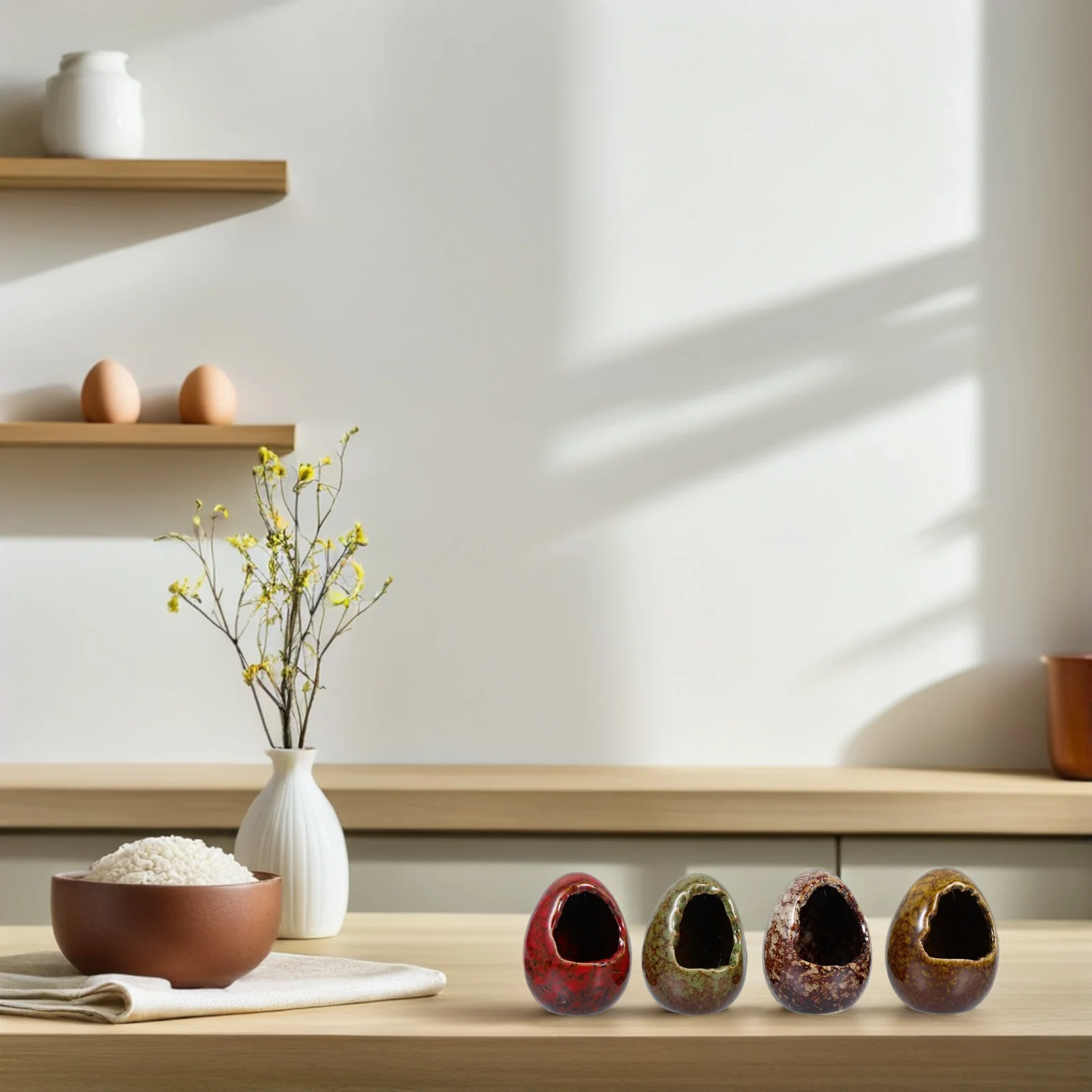 4 قطعة النمط الياباني الساشيمي أكواب الثلج الجاف العملي المدمجة السيراميك الحاويات ديكور للطاولات فندق مطعم لوحة الزينة