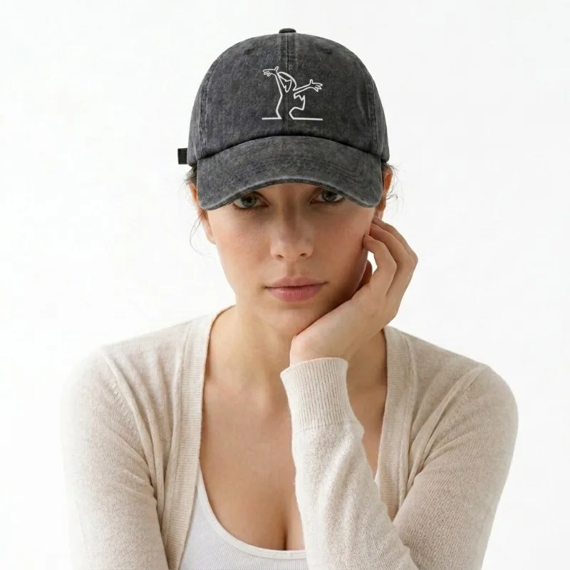 1pc Vintage Washed Baseball Cap Funny Line Figure Dad Hat Adjustable Retro Curved Brim Sun Hat Outdoor Travel Casual Sports Cap