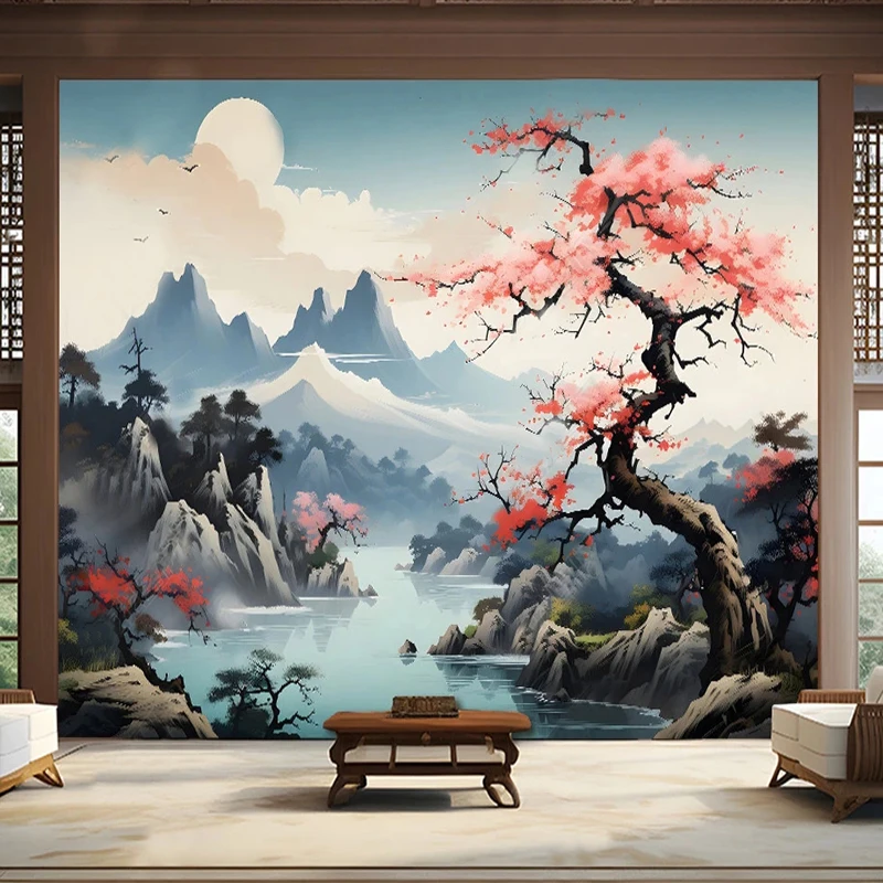 

3D Wallpaper Chinese Style Landscape TV Background Wall Plum Blossom Home Decor Living Room Bedroom Sofa Wall Paper For Walls