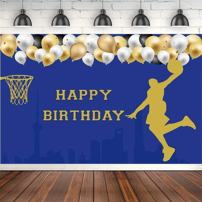 

Photography Backdrop Basketball Sports Theme Happy Birthday Background Balloon Sports Star Club Outdoor Boys Party Decor Banner
