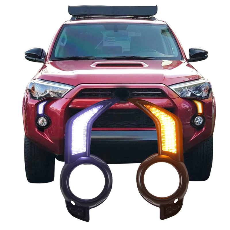 2PCS LED Daytime Running Light Fog Turn Signal Lamps For 2014-2021 Toyota 4Runner 12V White Yellow DRL	Foglight Car Accessories