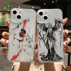 Punk Cool Angel Case For Samsung Galaxy A55 A15 A54 5G A35 A25 A24 S25 S24 Ultra S23 FE S20 S21 S22 Plus Transparent TPU Shell
