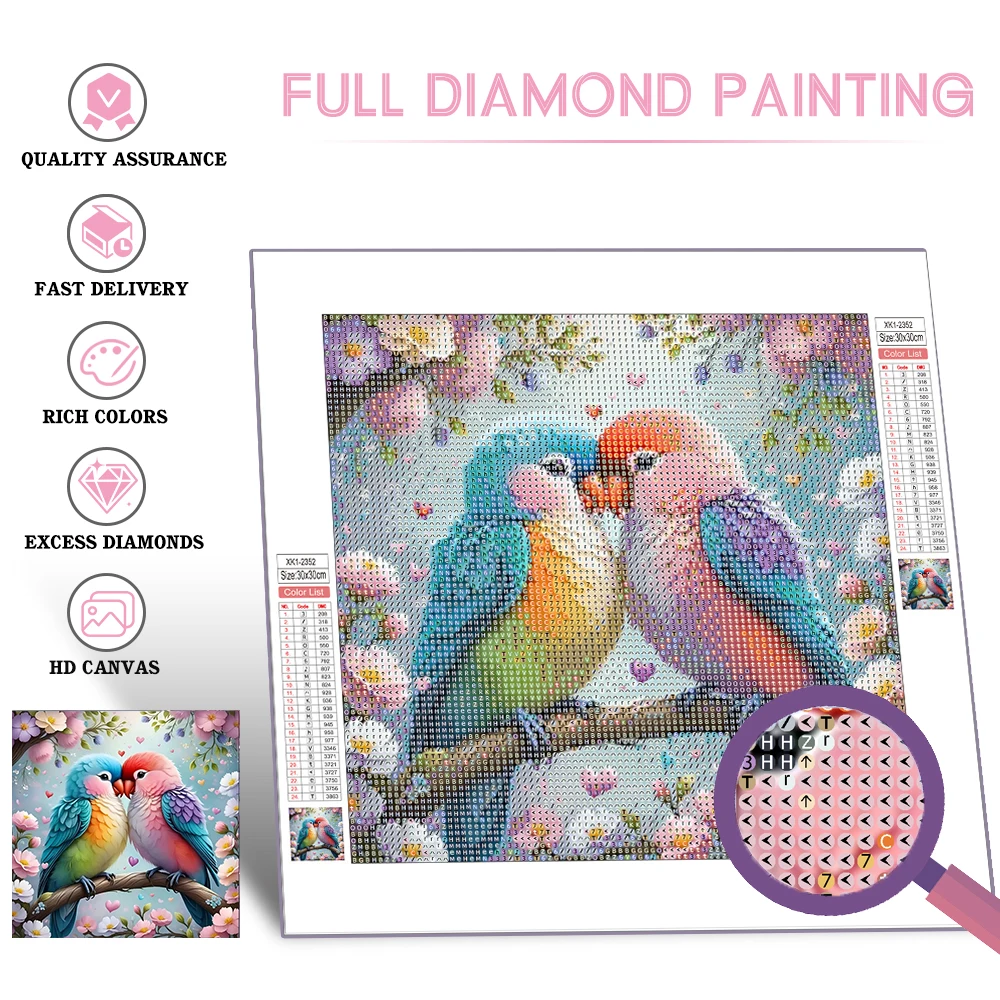 Huacan Animal Diamond Painting Parrot Full Square Round Mosaic Flower New Collection 5D DIY Home Decorative Rhinestone Pictures