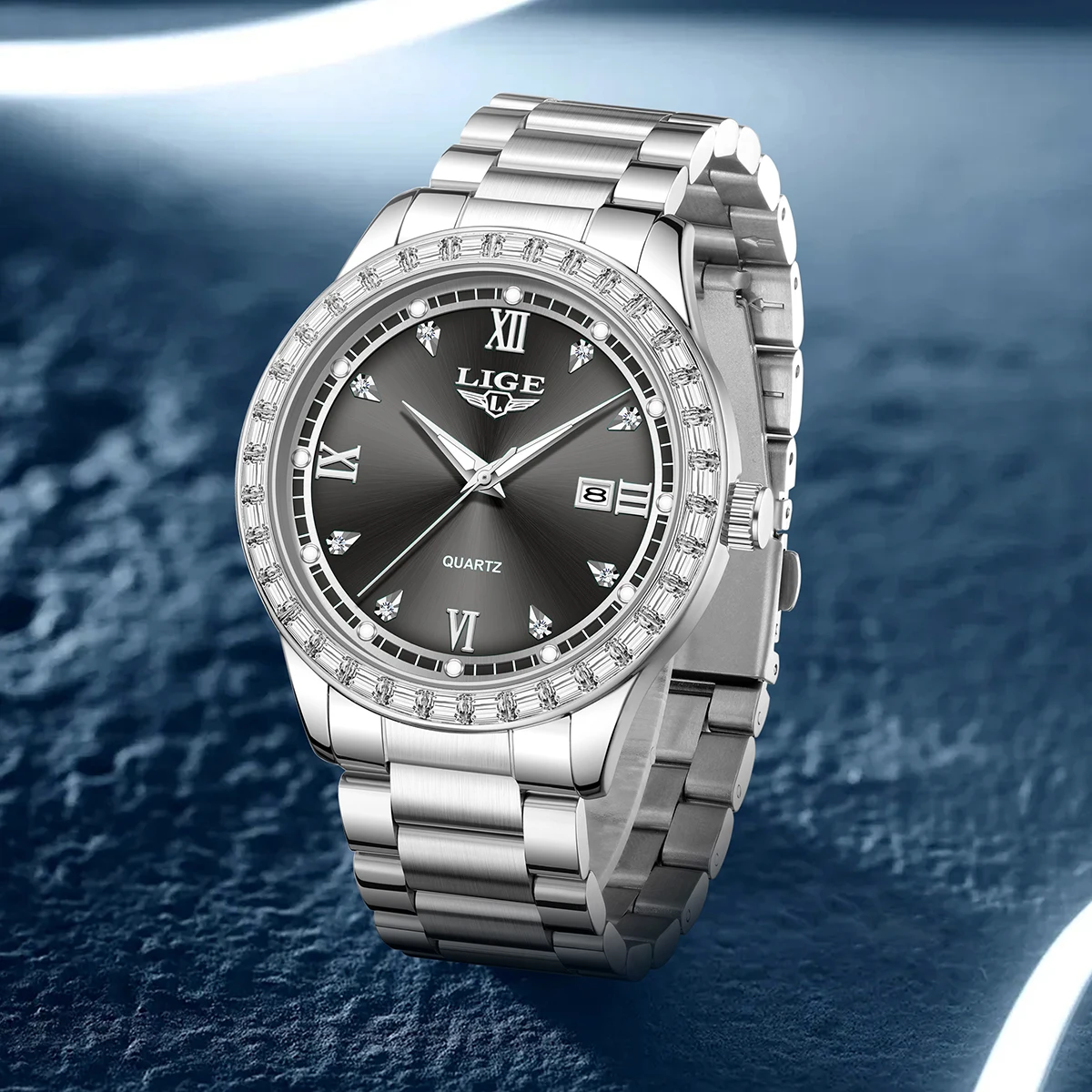 LIGE الفاخرة للجنسين ساعة 41 مللي متر الهاتفي ساعة نسائية التقويم كوارتز مضيئة مقاوم للماء ساعة رجالي موضة هدية relogios masculino