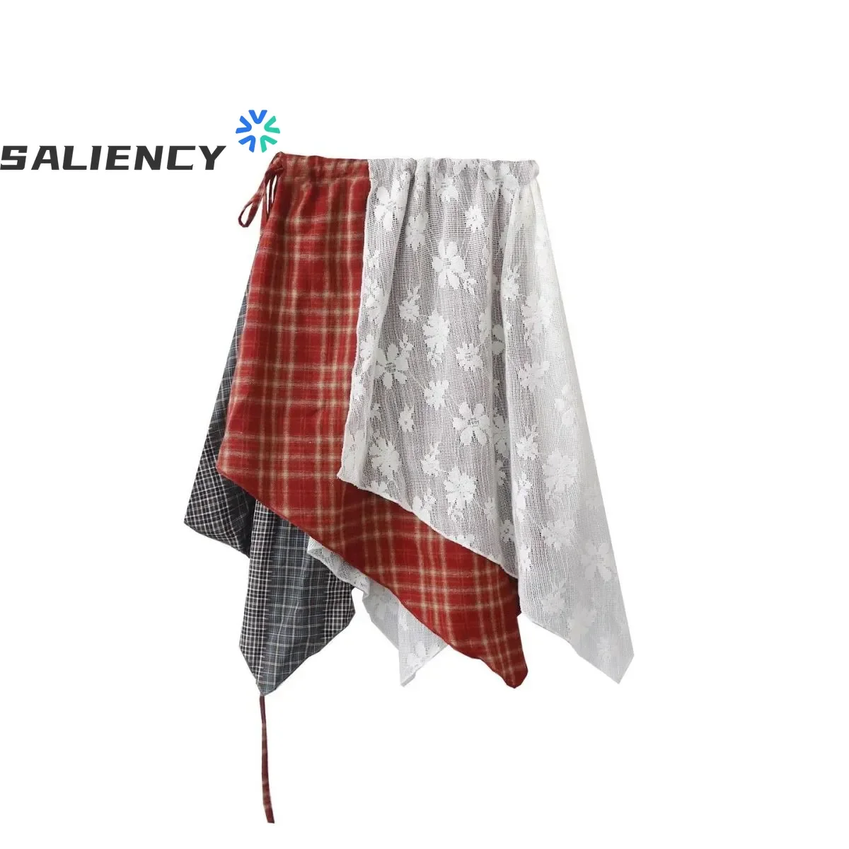 

Корейский японский стиль, модная сложенная кружевная лоскутная юбка Y2k, уличная одежда, Harajuku, винтажная нерегулярная юбка с занавеской