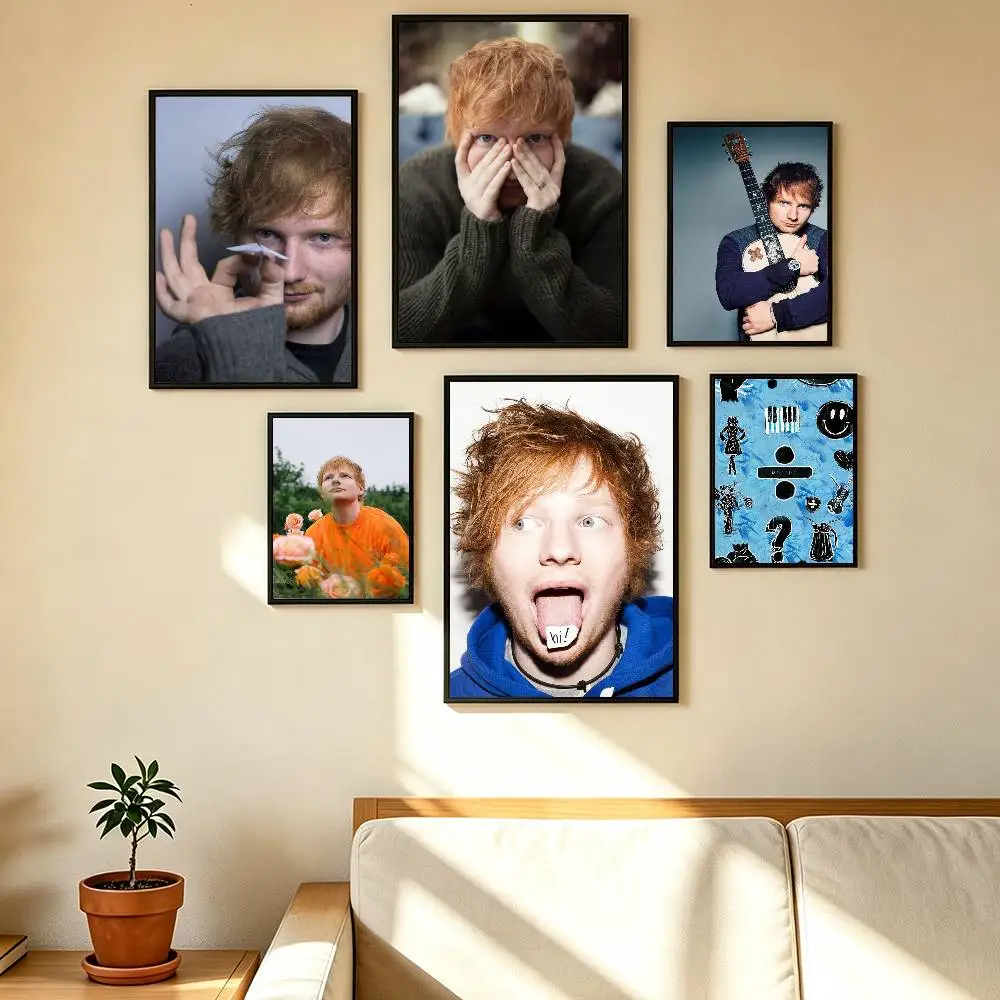 E-Ed Sheeran Hot Singer Album Poster Waterproof Wall Art Sticker For Bar Living Room Vintage Decor High Quality Print Gift