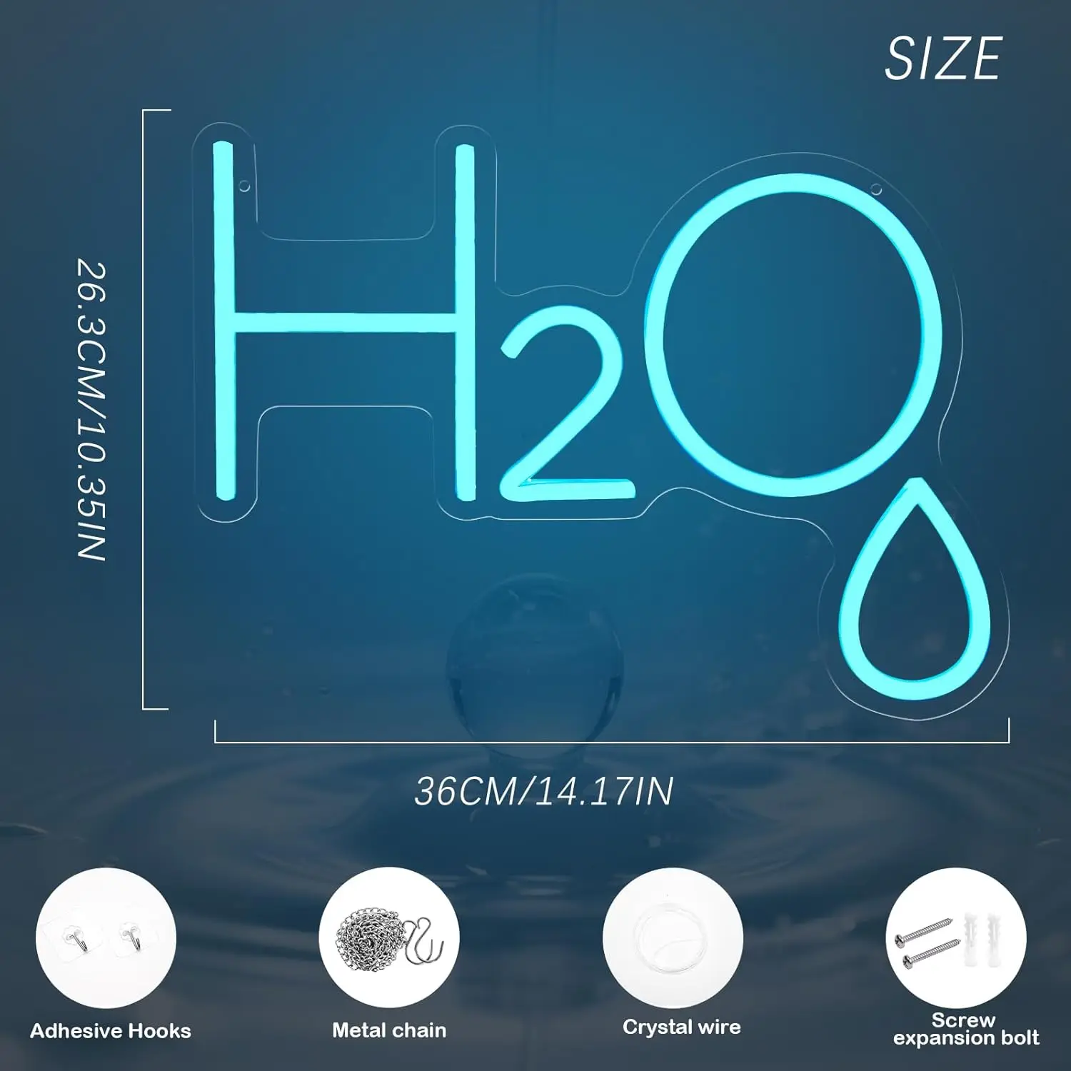 Water Neon Sign USB Dimmable LED Neon Light for Bedroom, Dorm, Lab, Classroom Dimmable Acrylic Science Wall Light