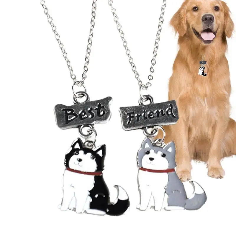 Dog Pendant Necklace 2pcs Cute Pet Pendant Necklace For Women Pet Memorial Gifts Unique Pendant For Sister Son Friends For