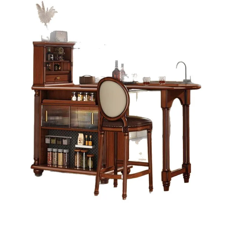 

Solid wood bar cabinet retractable corner partition sofa side cabinet coffee bar dining cabinet entrance locker