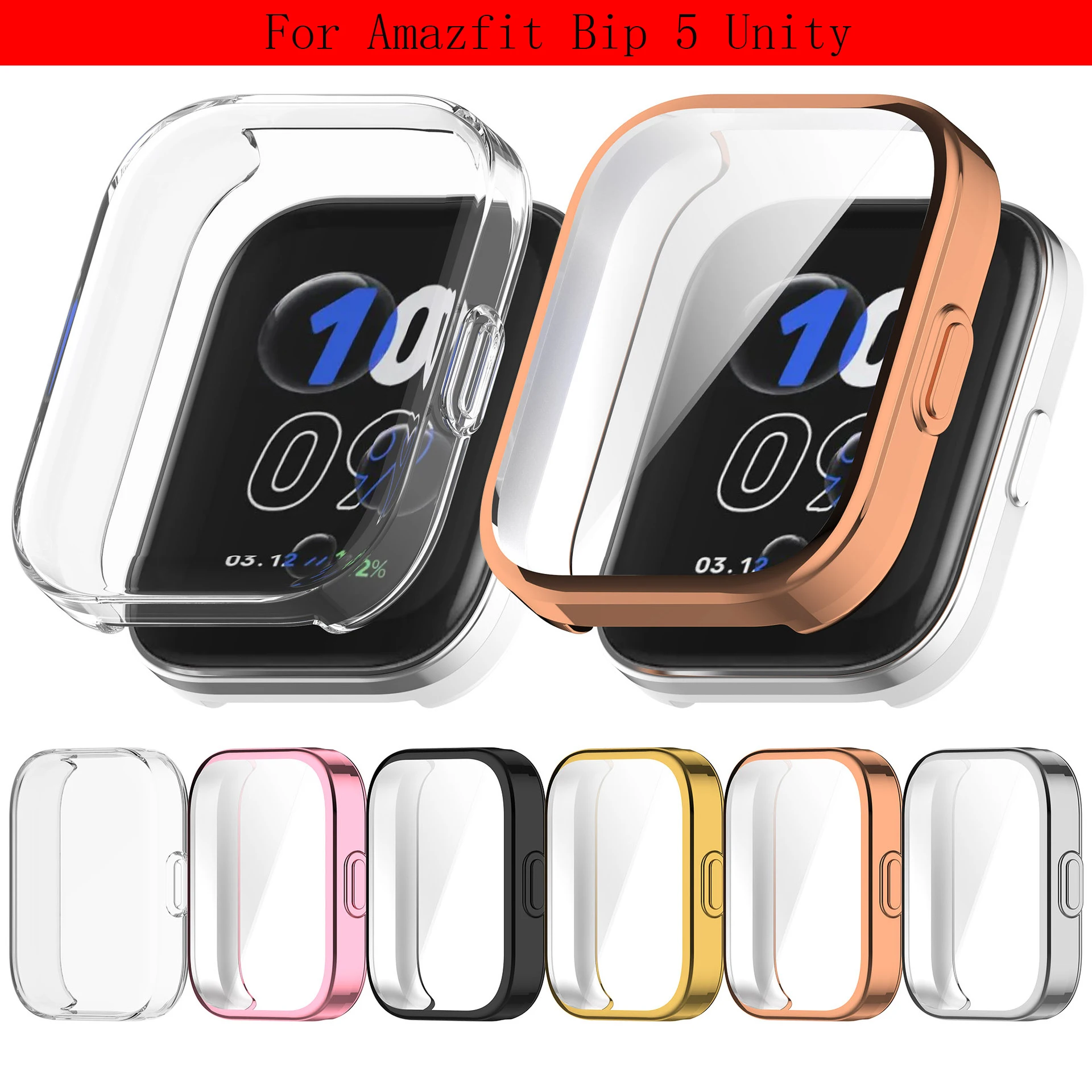 TPU Case for Amazfit Bip 5 Unity Soft Smart Watch Screen Protector All-Around Bumper Protective Cover for Amazfit Bip 5 Unity.