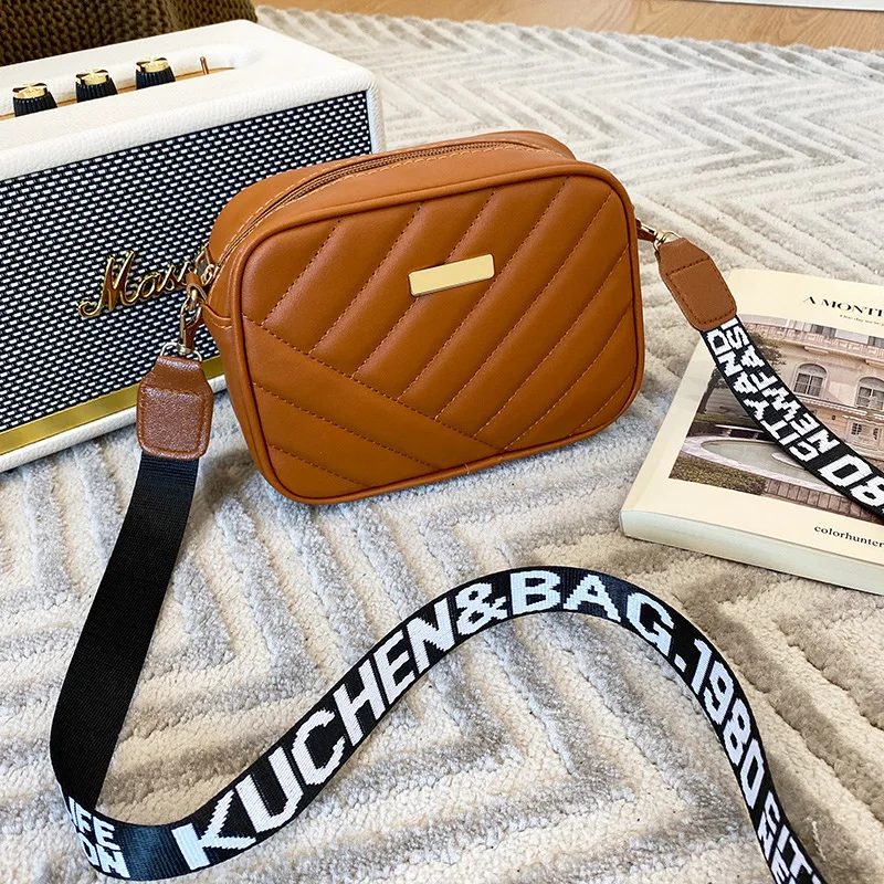 Hochwertige Damen-Kameratasche aus PU-Leder mit Rollstreifen, Umhängetasche, Handytasche, lässige Umhängetasche, Schultertasche – Detail 14