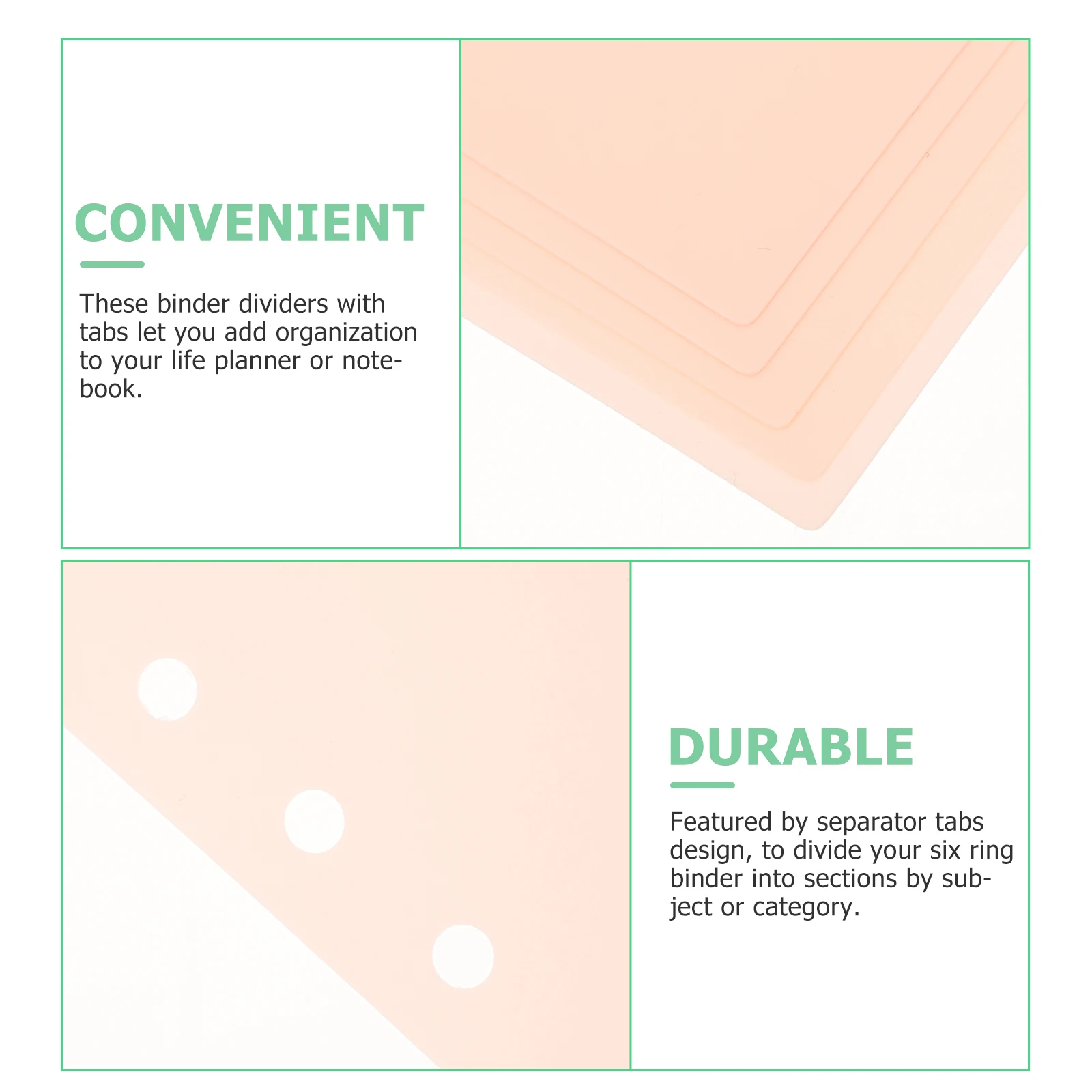 

5Pcs Binder Dividers Tabs Sturdy Plastic Sheet Protectors 6-Hole Page Dividers Compatible with A5 Notebook Office School