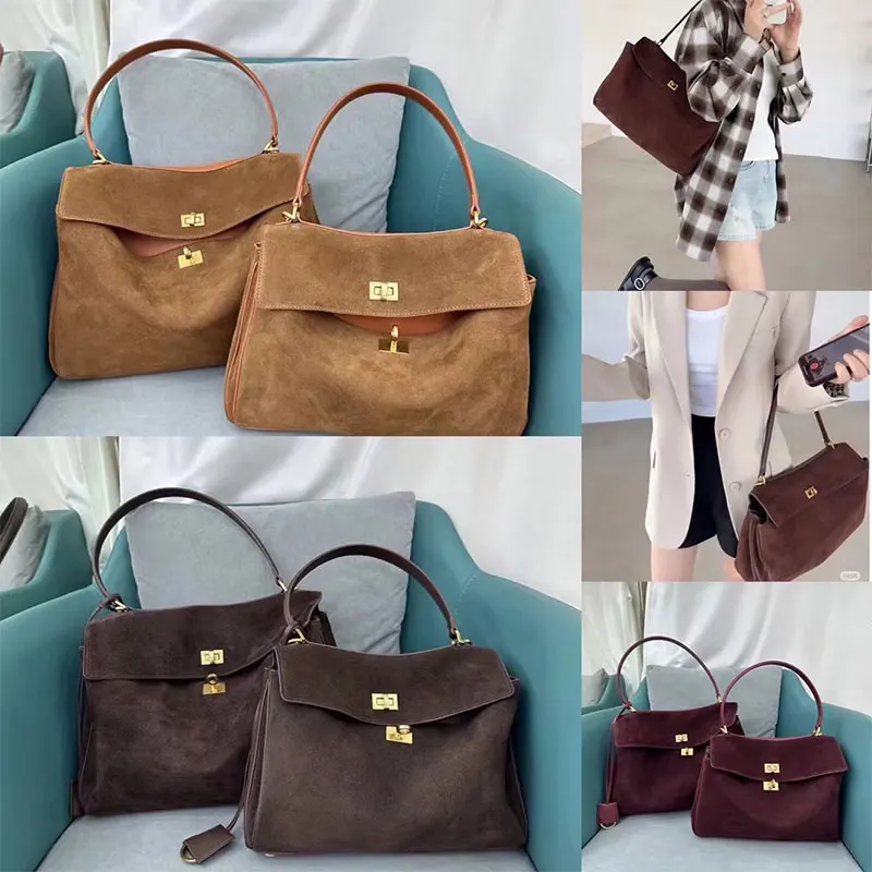 Luxury Design Women Tote Bag Suede Shoulder Bag High Quality Fashion Brown Ladies Handbag Large Capacity Versatile