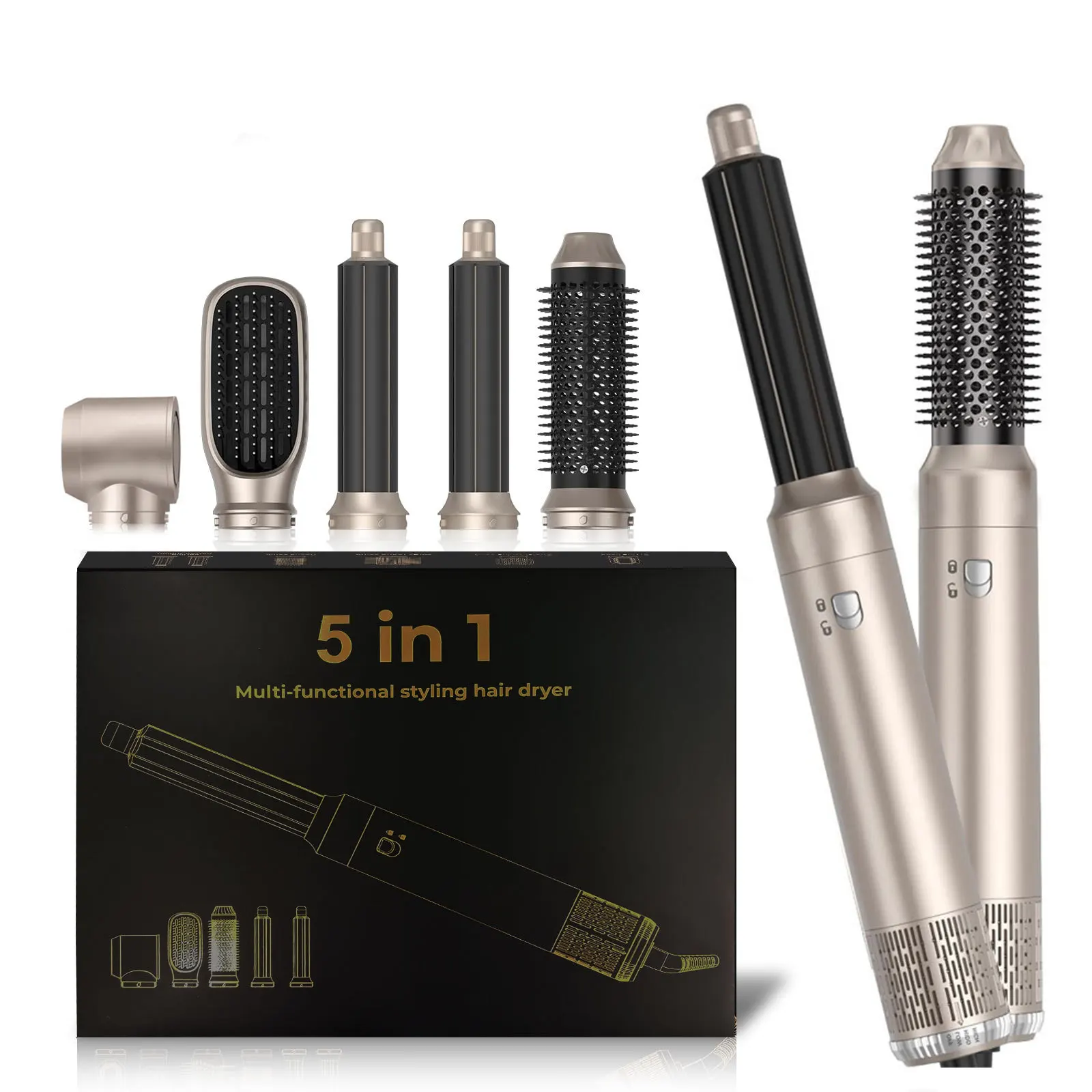 New 5-in-1 Hot Air Comb, Amazon Multi-functional Hair Dryer, Automatic Curling Iron, Straight Hair, Large Wind Hair Dryer