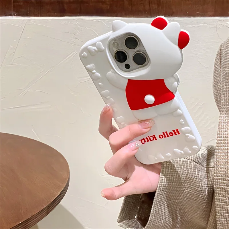 Kawaii Cartoon Hide and Seek Hello Kitty Phone Case For iphone 16 Pro Max 15 14 Plus 13 12 Pro Max Soft Silicone Cover