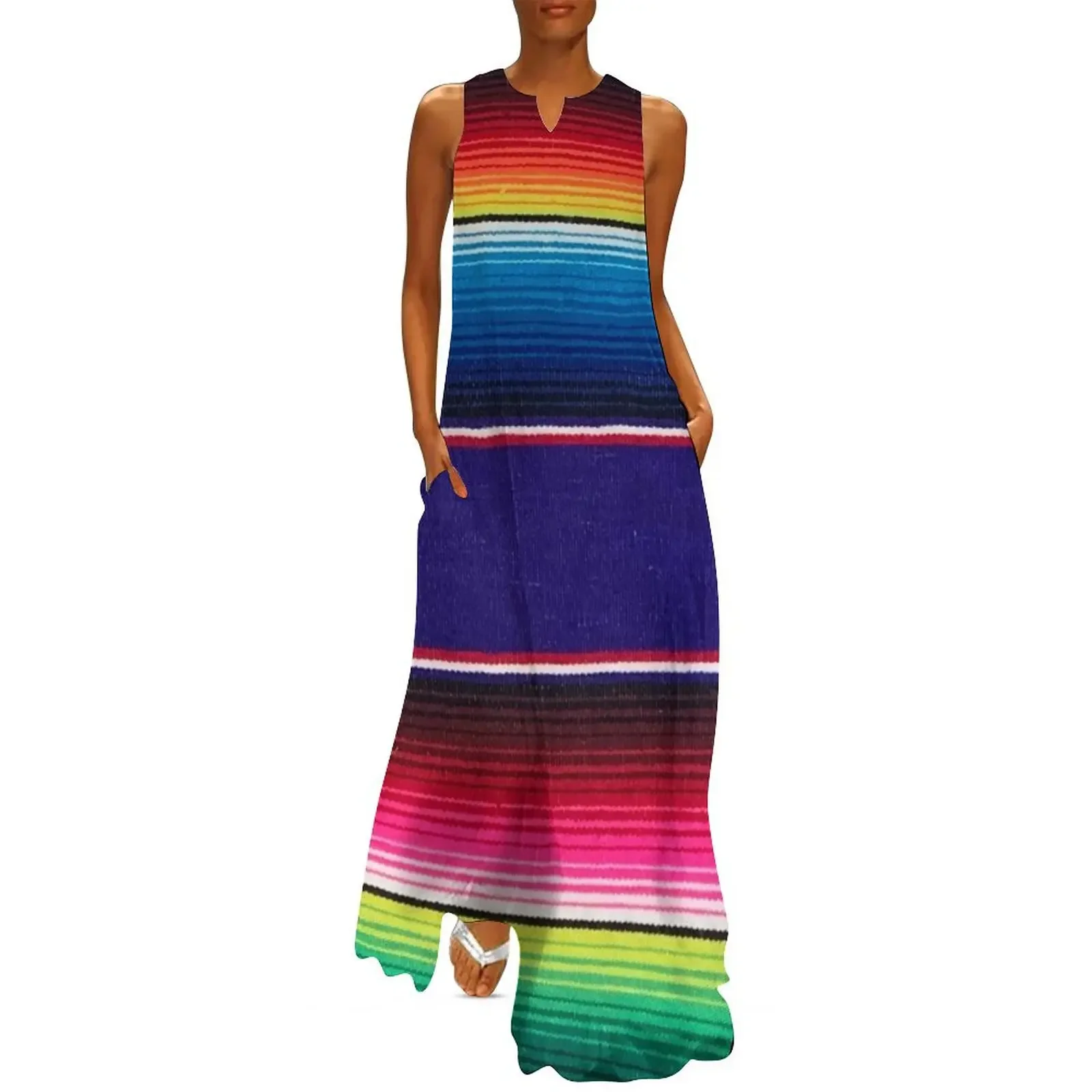 

Serape of Mexico Long Dress prom dresses Woman clothing women formal occasion dresses Dress
