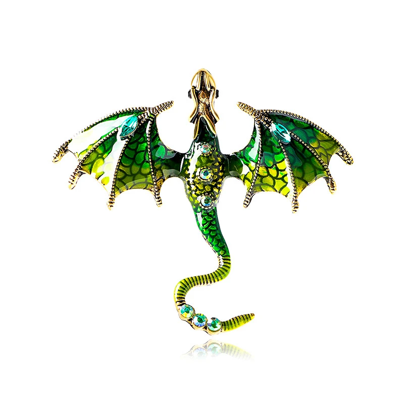 Beautiful Shimmering Blue Crystal & Enamel Dragon Brooch / Necklace Pendant