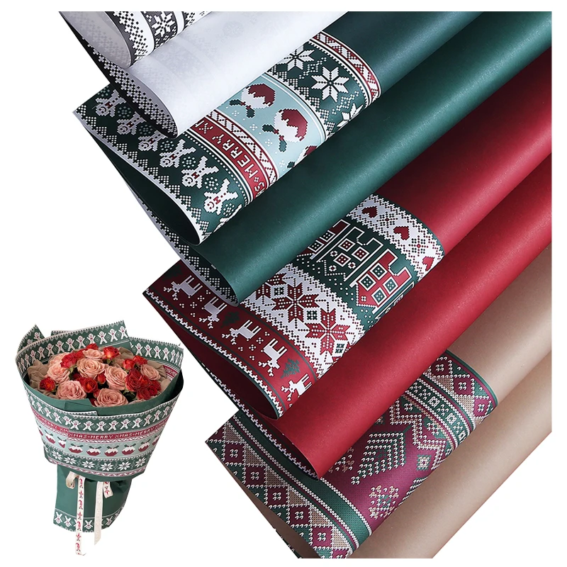 Big Size Waterproof Christmas Wrapping Paper, Flexible Modeling Flower Bundle, Bouquet Gift Packaging Materials, 10 Sheets