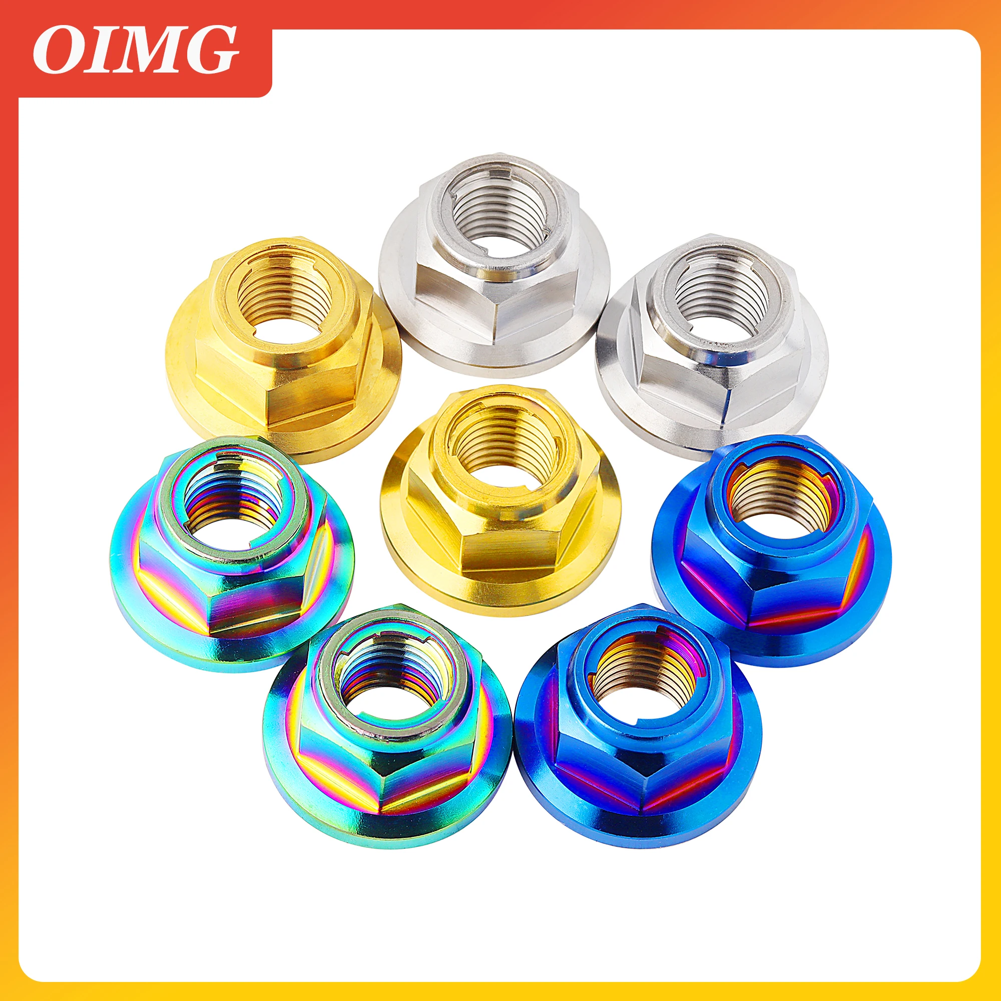 Titanium Alloy Lock Nuts M6 M8 M10 M12 Nut Hex Flange Head Anti Locking Anti Slip Titanium Nut for Motorcycle Axle Nut