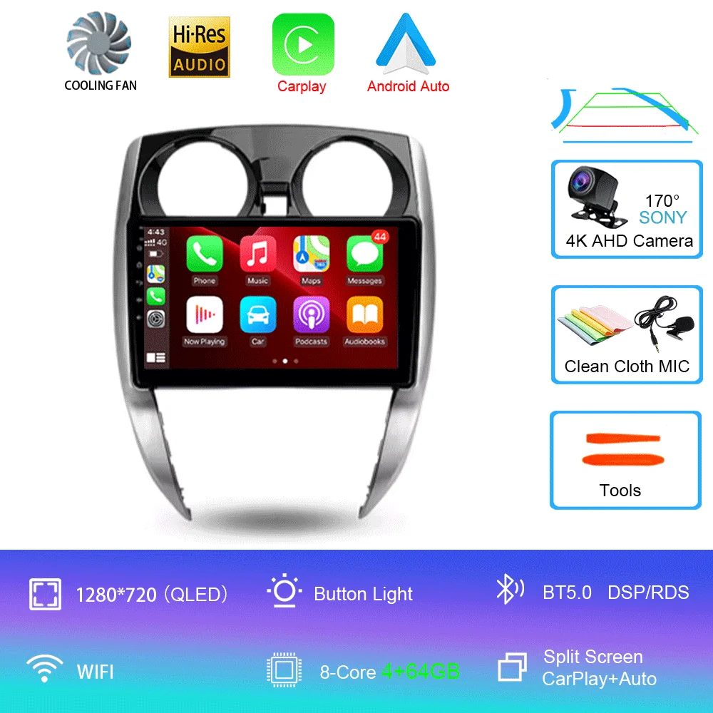 Nissan Note 2 E12 2012 - 2021 Carplay Auto 4G+WIFI GPS autoradio navigatie multimedia videospeler stereo BT Android 16