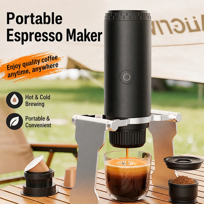 Portable Espresso Coffee Machine 3-in-1 Capsule Coffee Maker for Car Home Camping - Compact Travel Espresso Machine