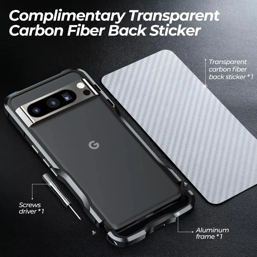 حافظة خفيفة الوزن من الألومنيوم المعدني عالي الجودة مقاومة للصدمات لهاتف Google Pixel 8 Pro Pixel8 إطار جلدي + واقي عدسة الكاميرا Pixel 8