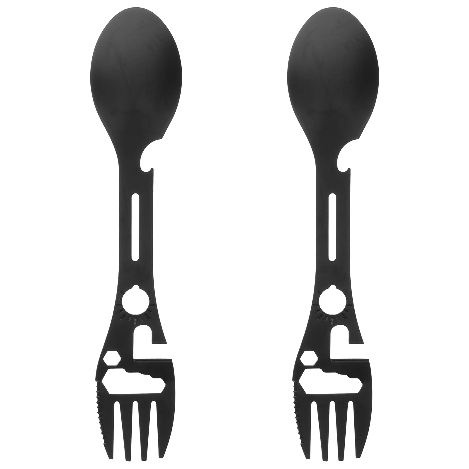 

2Pcs Multi-Functional Camping Spork Stainless Steel Portable Bottle Opener Fork Spoon Outdoor Travel Tool Lightweight Compact