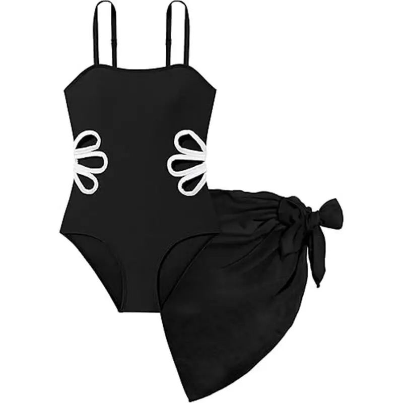 

Летние купальники для девочек. Детский цельный купальник с полым дизайном и широкими бретелями для пляжной одежды для детей 7–16 лет.