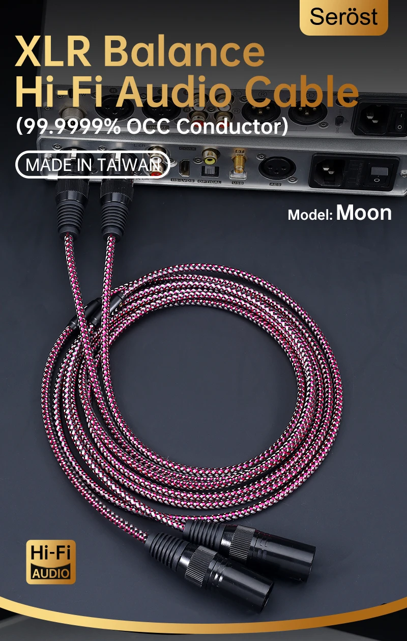 Serost Moon HiFi 99,9999% OCC Kupfer XLR-Balance-Audiokabel für CD, DAC, Leistungsverstärker, Aktivlautsprecherkabel, HiFi XLR-Kabel – Detail 1