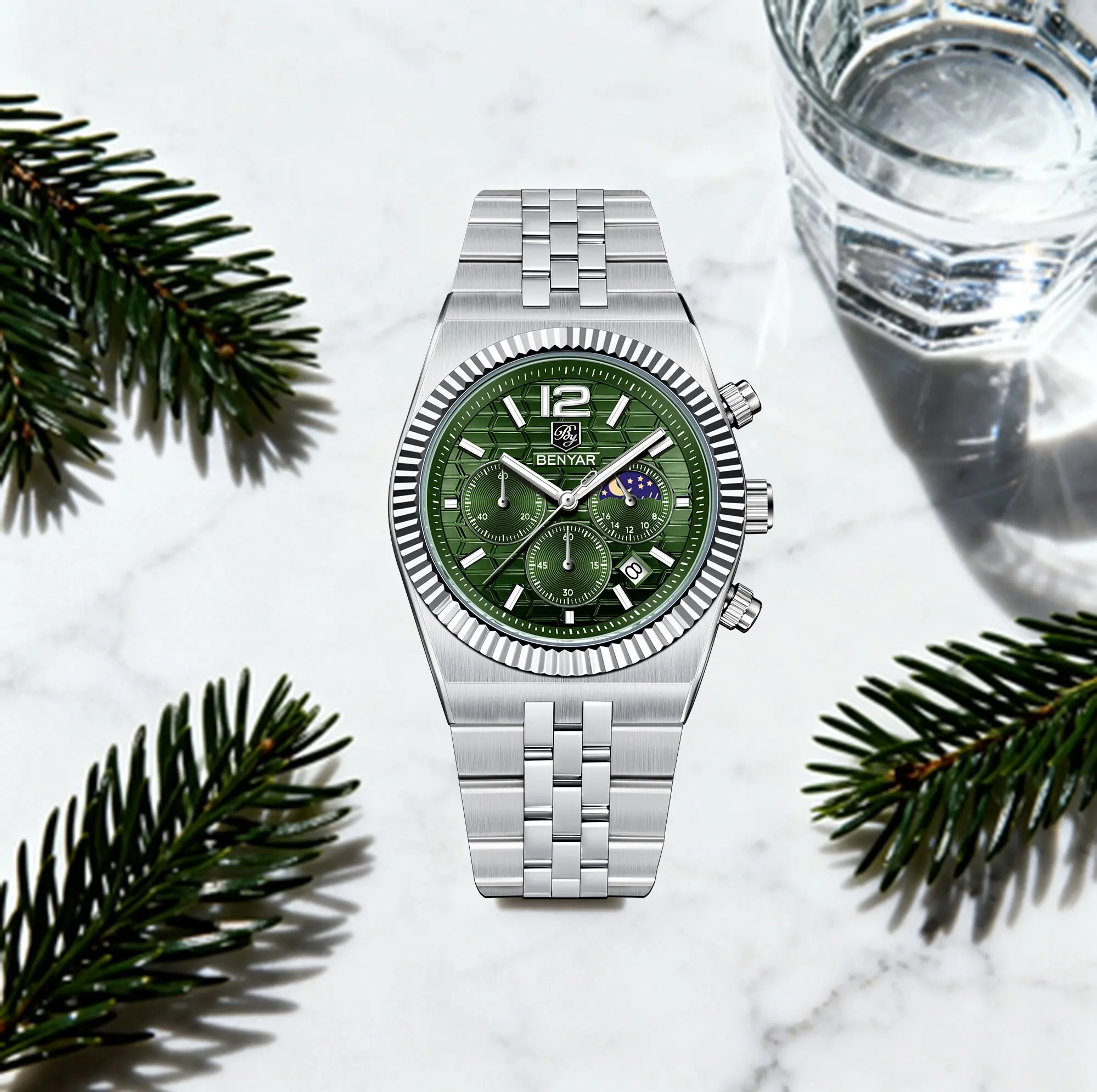 

BENYAR мужские деловые кварцевые часы элегантные повседневные высококачественные многофункциональные маленькие водонепроницаемые часы из нержавеющей стали с тремя контактами