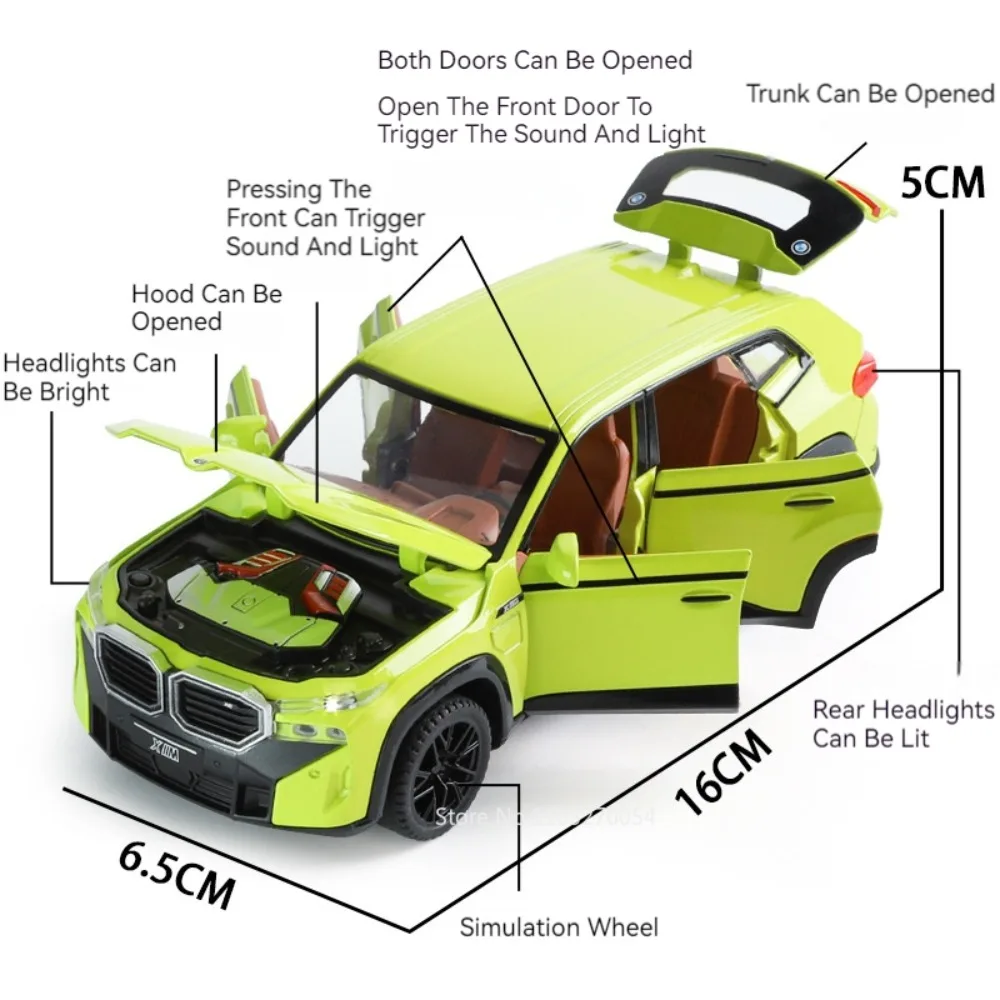 Xm-子供用の車のおもちゃ,合金,日曜大工,6つのドアが付いたゴム製タイヤ,音と光,プルバックのおもちゃ,誕生日プレゼント,スケール1/32