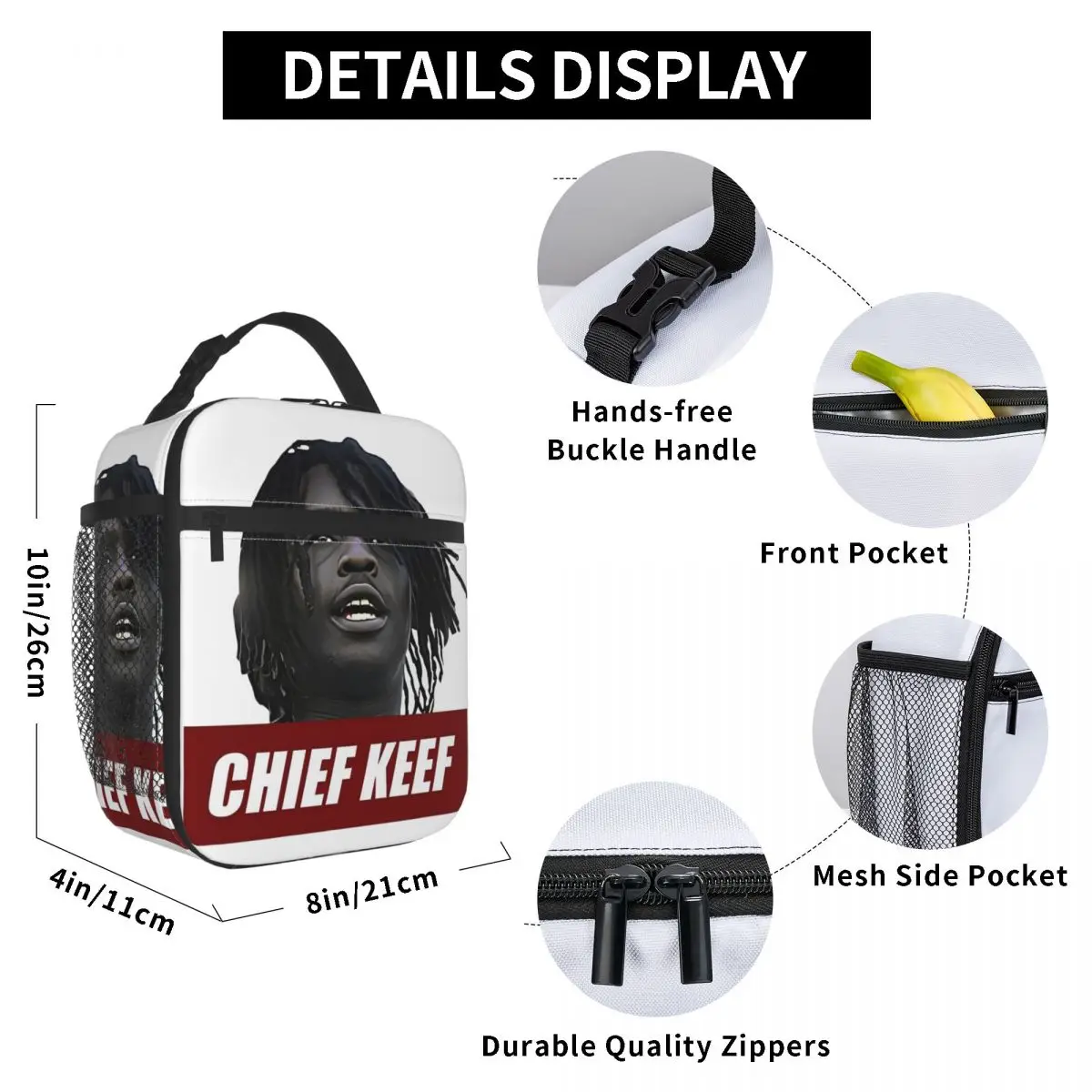 Chief Keef-Sac à lunch isotherme Hip Hop Merch, rangement extérieur, boîtes à nourriture, glacière portable, boîtes à lunch thermiques