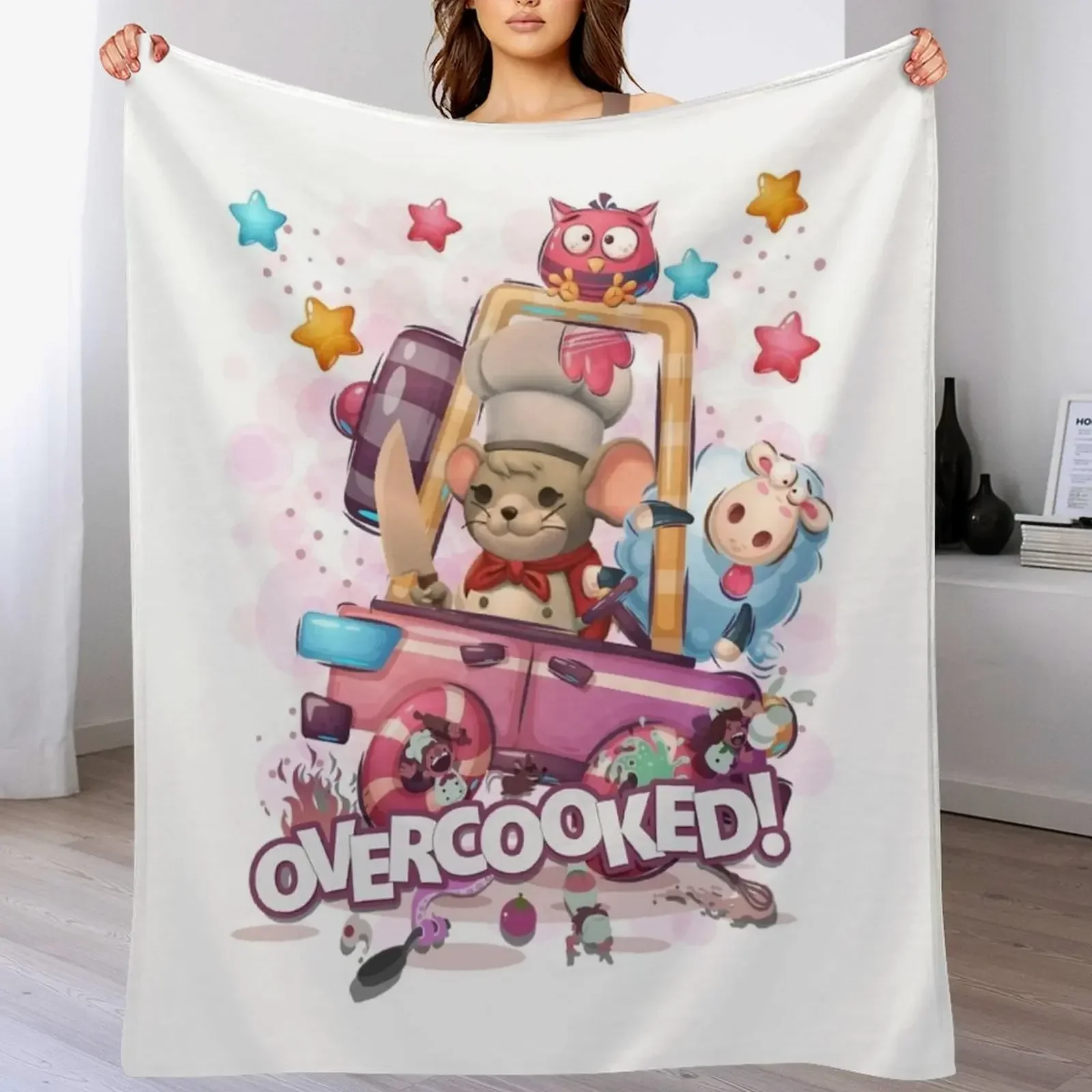 

Overcooked Chef Mouse Throw Blanket Vintage Warm Winter Picnic Blanket for Cozy Comfort