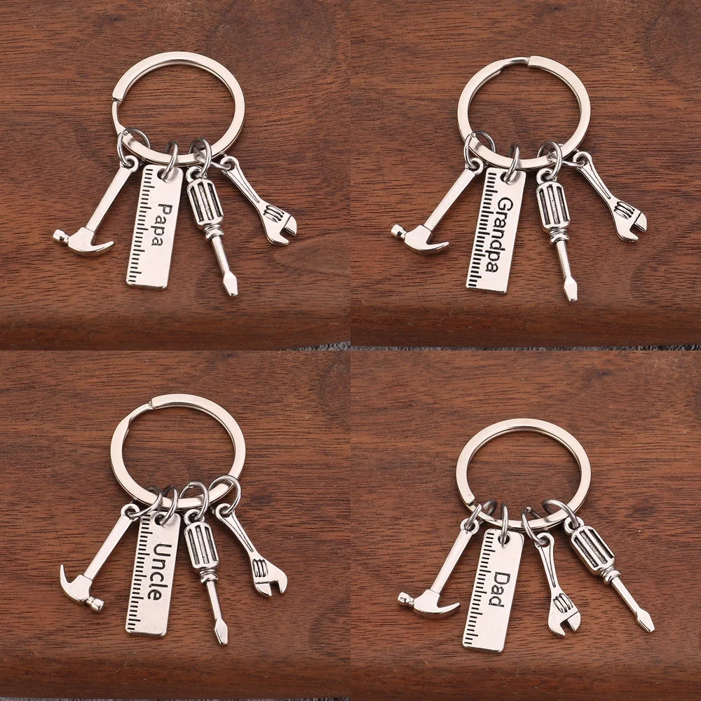 Christmas Father's Day Gift Keychain for Daddy Can't Fix It Hammer Screwdriver Wrench Tool Keyring for Men Dad Husband