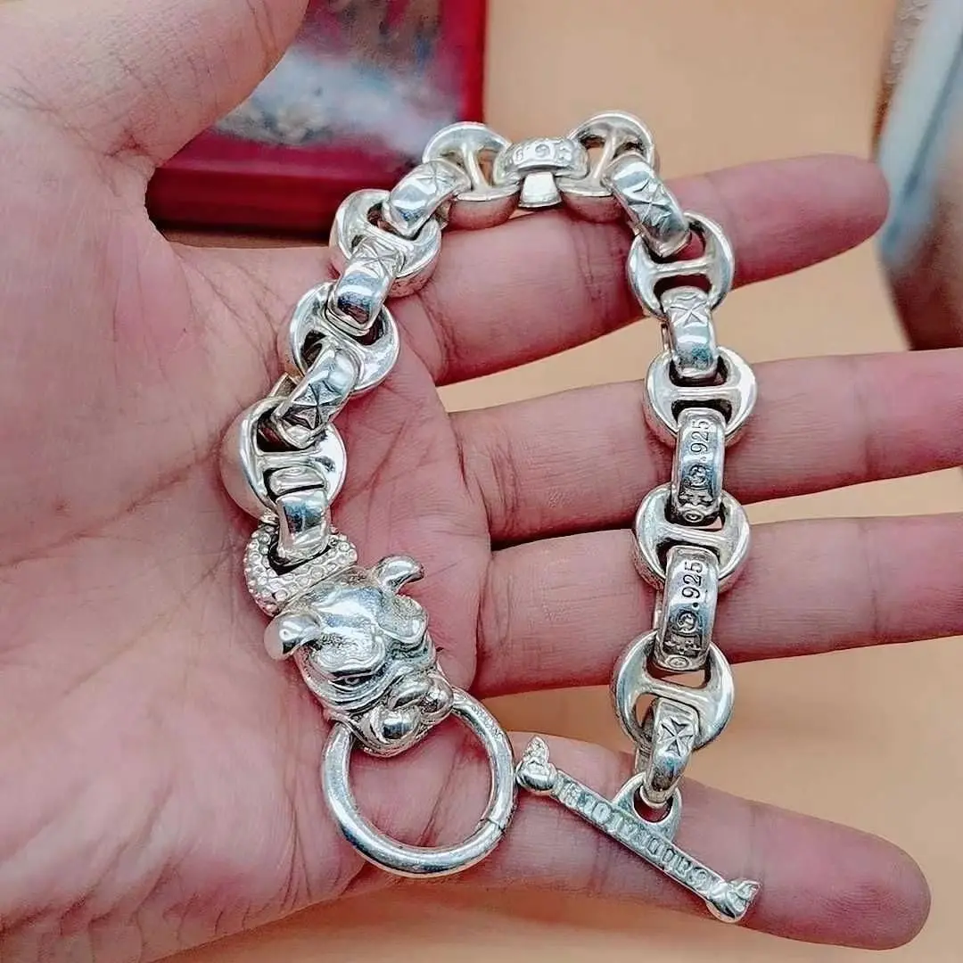 Asian chinese old miao silver hand cast statue bracelet jewel cool gift