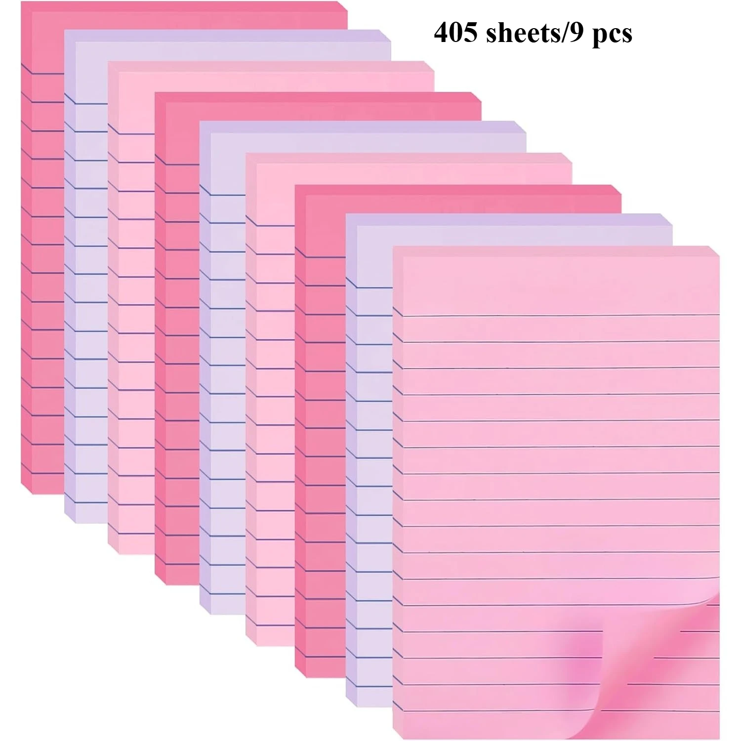 405 ورقة/9 قطع ملاحظات لاصقة مبطنة، لاصق قوي وتصميم سهل المسيل للدموع للمنزل والمكتب |   ملاحظات لاصقة نابضة بالحياة