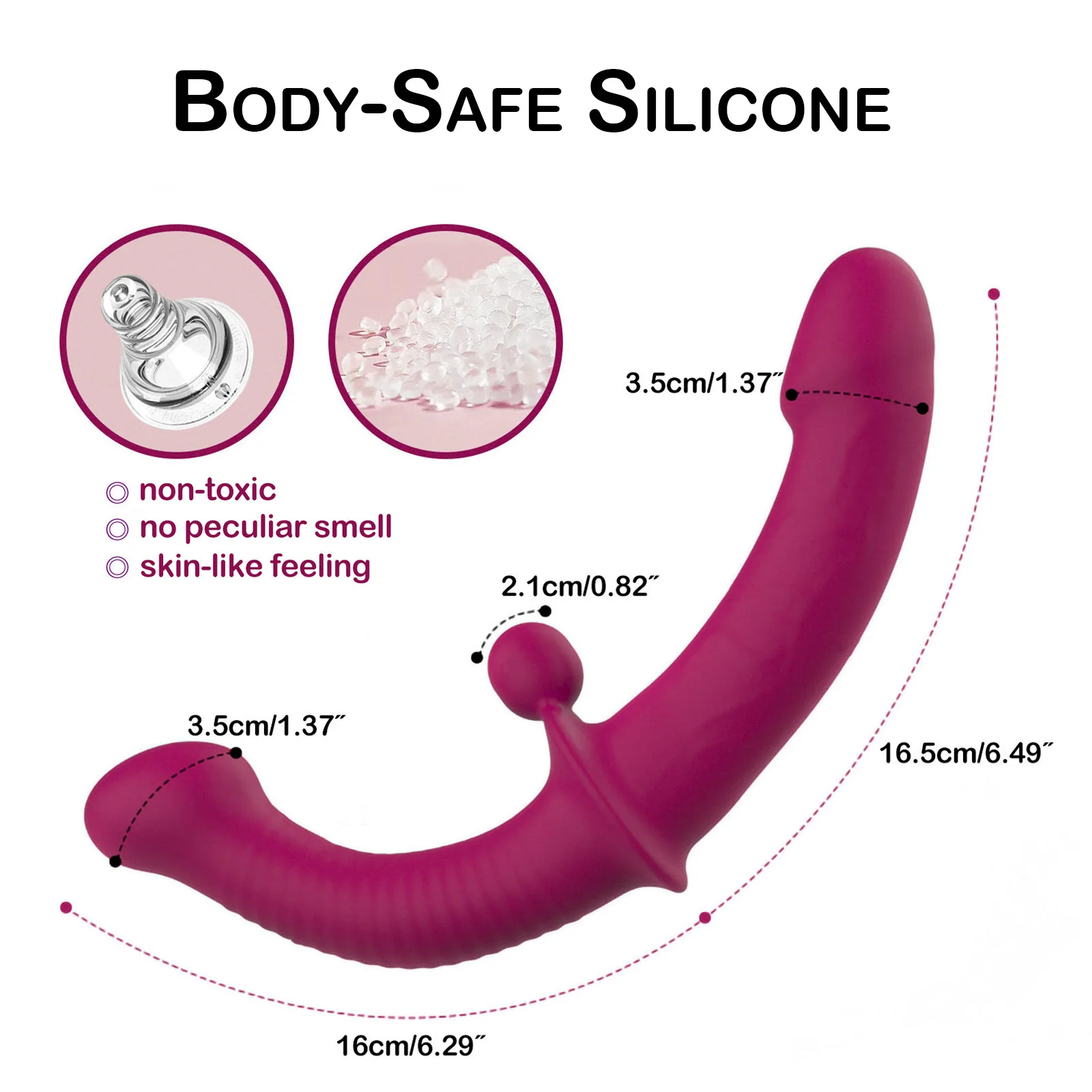 G-Spot Double-Ended Adult Sex Toys with 10 Modes Strapless Strap-on Dildo Vibrator with Remote Control for Women Lesbian Couples