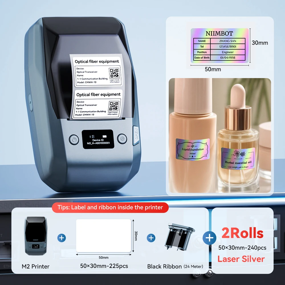 Niimbot M2 draagbare thermische overdracht labelprinter Multifunctionele sticker Label Maker Machine voor kantoorkleding Tag voedingskabel