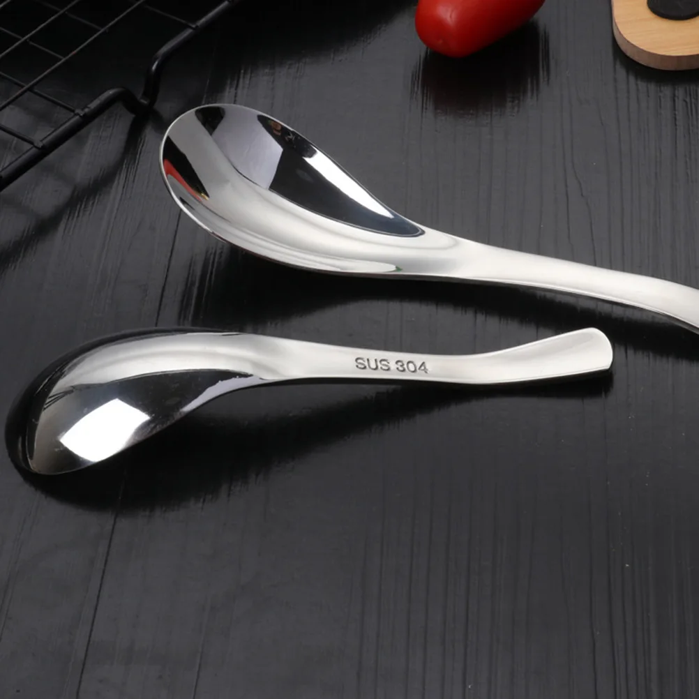 

3pcs Stainless Steel Spoons Thickening Spoon Soup Tableware Meal Spoon Set For Kitchen School Travel Use