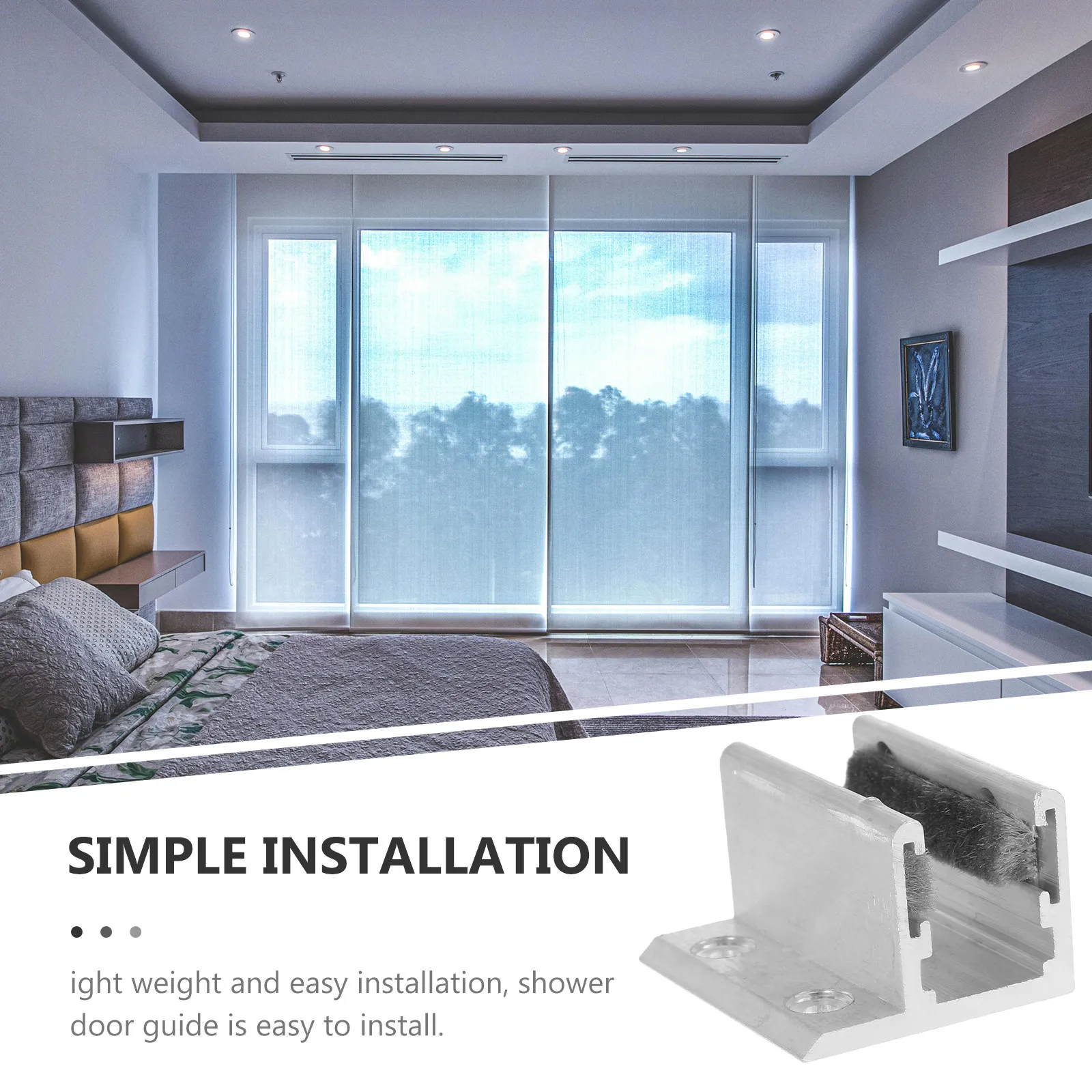 2Pcs Door Anti-Sway F-Shaped Groove Sliding Glass Door Bottom Guide Assembly for Shower Frameless Barn Closet Floor Track