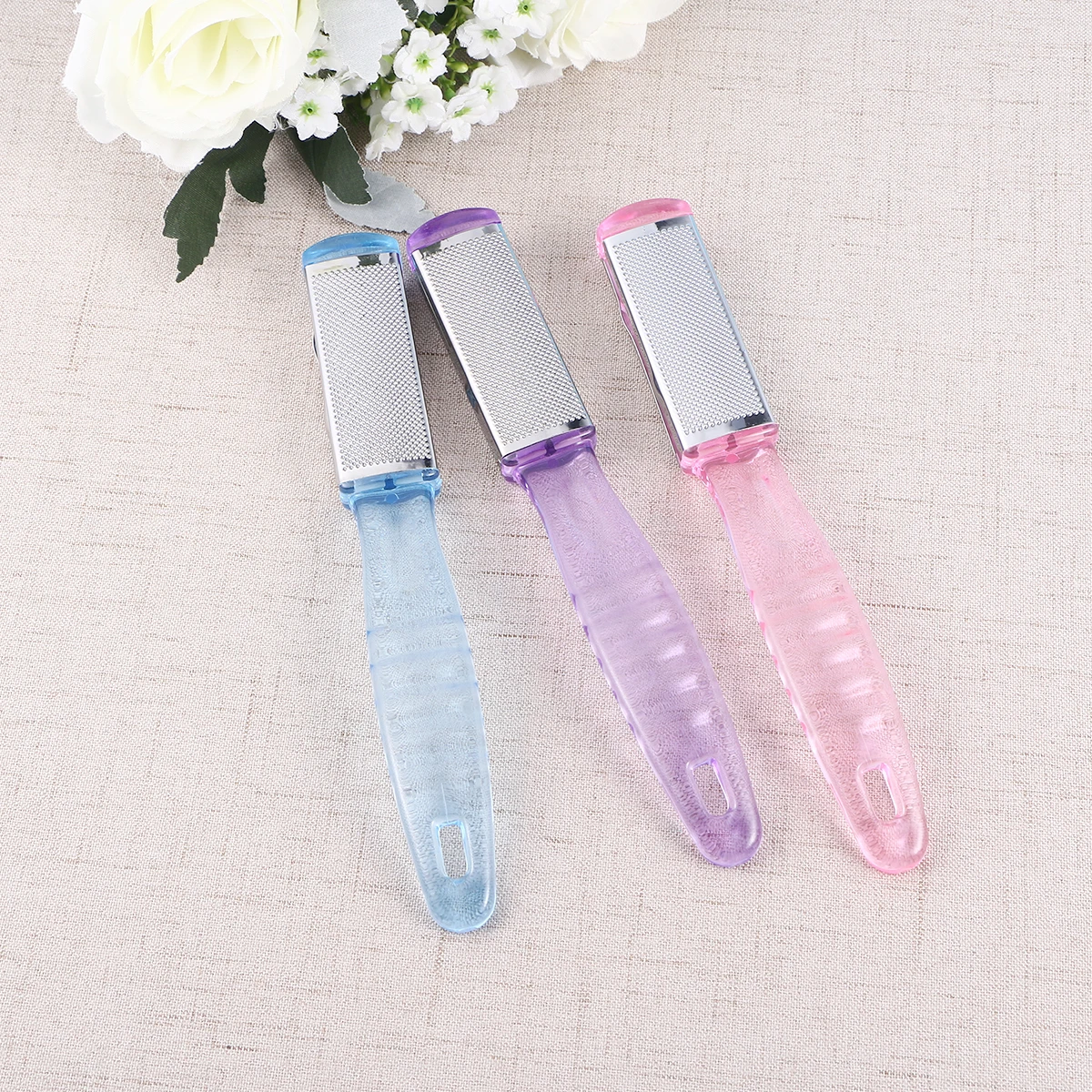 

Foot Callus Remover Double-Sided Dead Skin Scrub Tool Stainless Steel Plastic Handle Lightweight Durable Nail Care