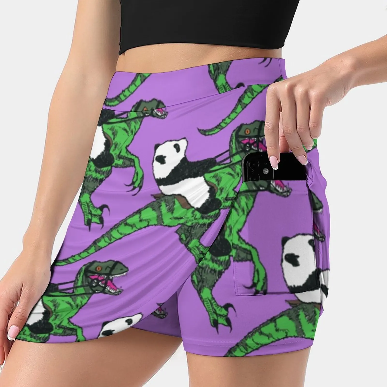 

Panda Logo Print Korean Fashion Skirt Summer Skirts For Women Light Proof Trouser Skirt Raptor Dinosaur Panda T Rex