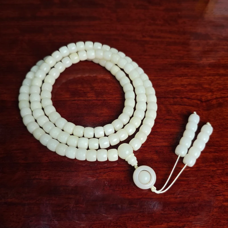 

Natural Bodhi 108 Mara Beads Necklace Handmade Meditation Rosary 8mm 108 Beaded Tassel Necklace Long Stretch Jewelry