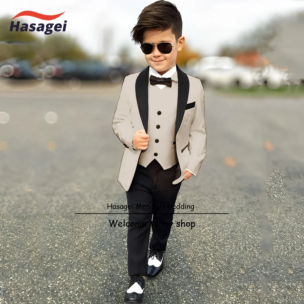 Traje rosa de 3 piezas para niños, chaqueta, pantalones, chaleco, corbata Formal, esmoquin de boda, traje de diseño delgado, Blazer de moda para niños