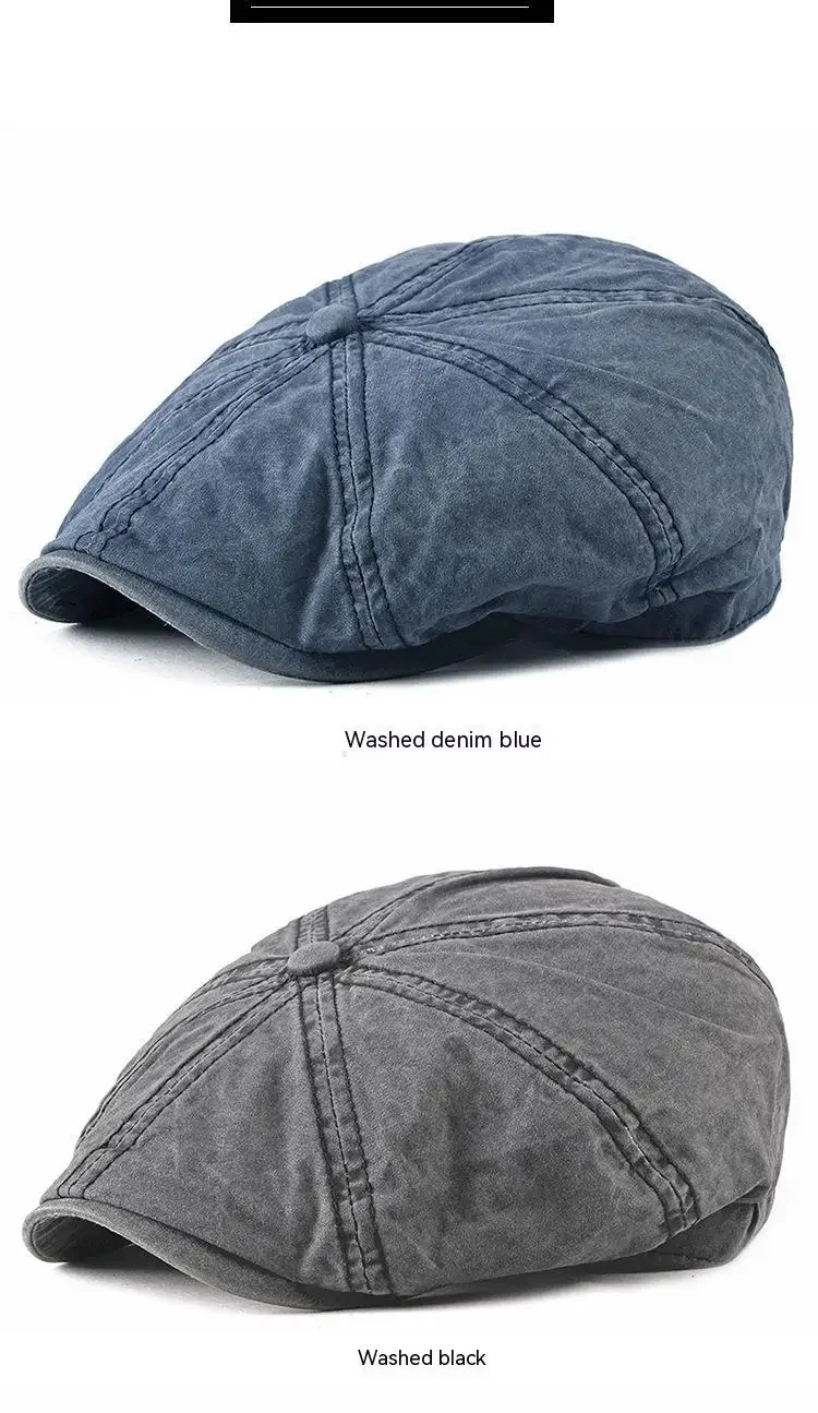 Denim Peaked Cap Herren Damen Baskenmütze Hut neue Mode Zeitungs jungen Kappen Outdoor Streetwear gewaschen lässig Vintage Boina Hüte – Detail 10