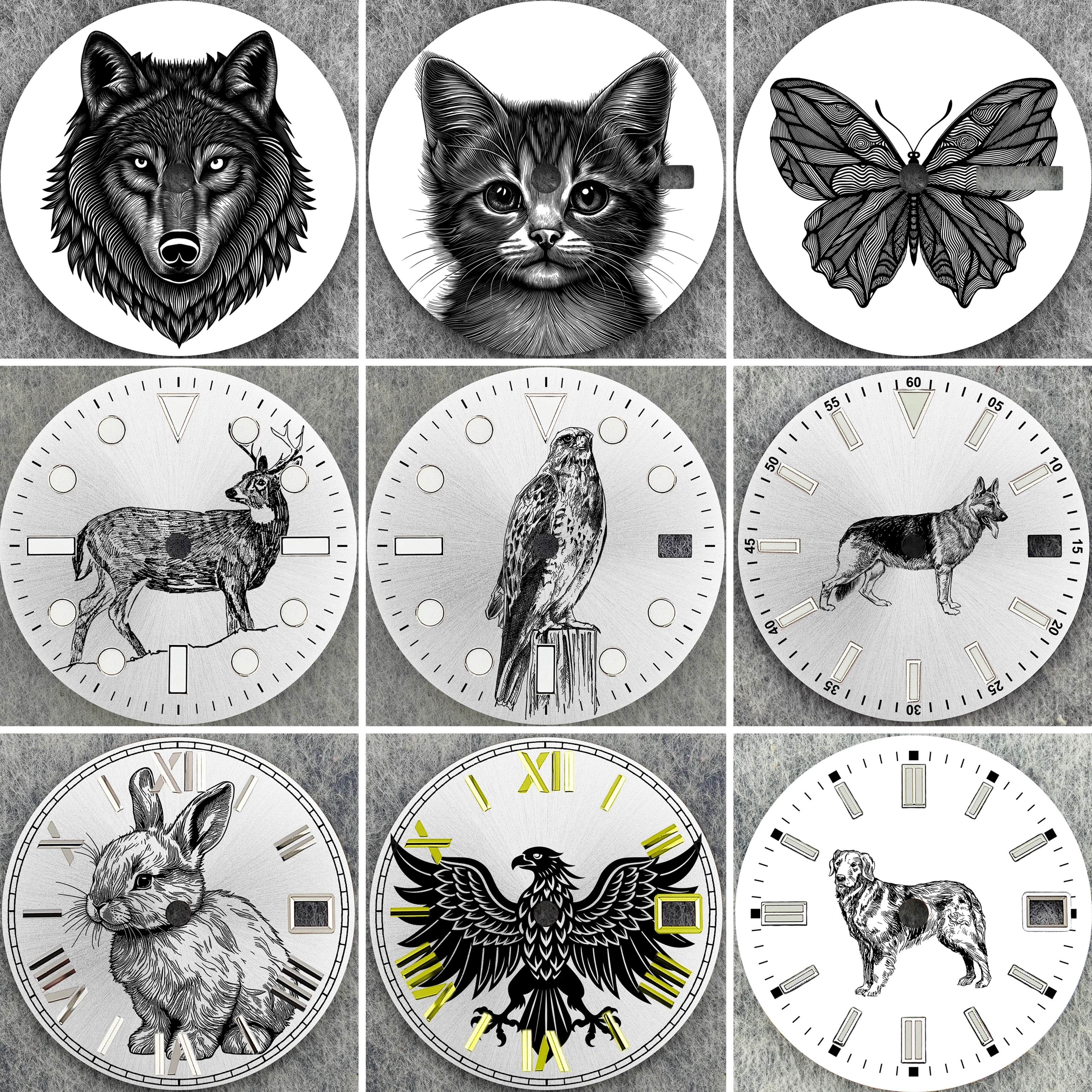 28.5mm Animal Series Watch Dial Compatible with NH35/NH36 Movement Watch Face High-Quality Watch Replacement Parts C3 Luminous