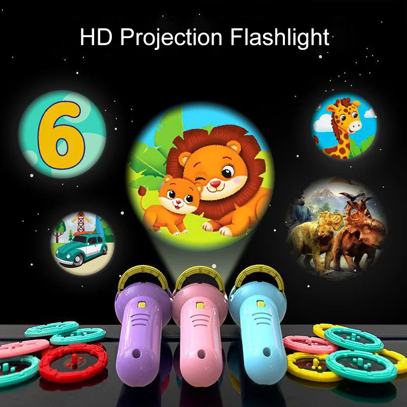 Projection Flashlight, Kids' Educational Light-Up Toy With Slides , Slide Lamp Night Light Toy With Images For Kids Boys Girls