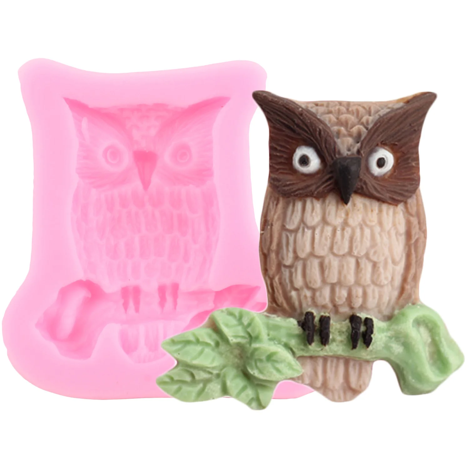 3D Owl Silicone Molds Tree branch Fondant Mold Cakecup Cake Decorating Tools Chocolate Gumpaste Mould Candy Resin Clay Moulds