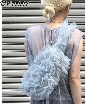 夏和風ニッチ菌フリル糸無地化粧品バッグ甘い多用途ライトクロスボディショルダーハンドバッグ